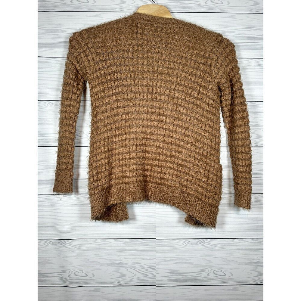 Earthbound Trading Womens Knit Crochet Open Front Cardigan Tan Size M - Picture 2 of 3